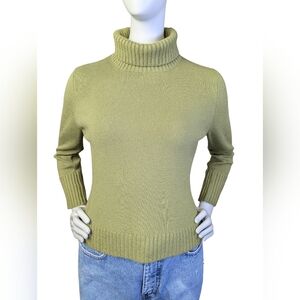 100% Wool Moss Green Turtleneck  By 23e Arrondissement, Size S/M